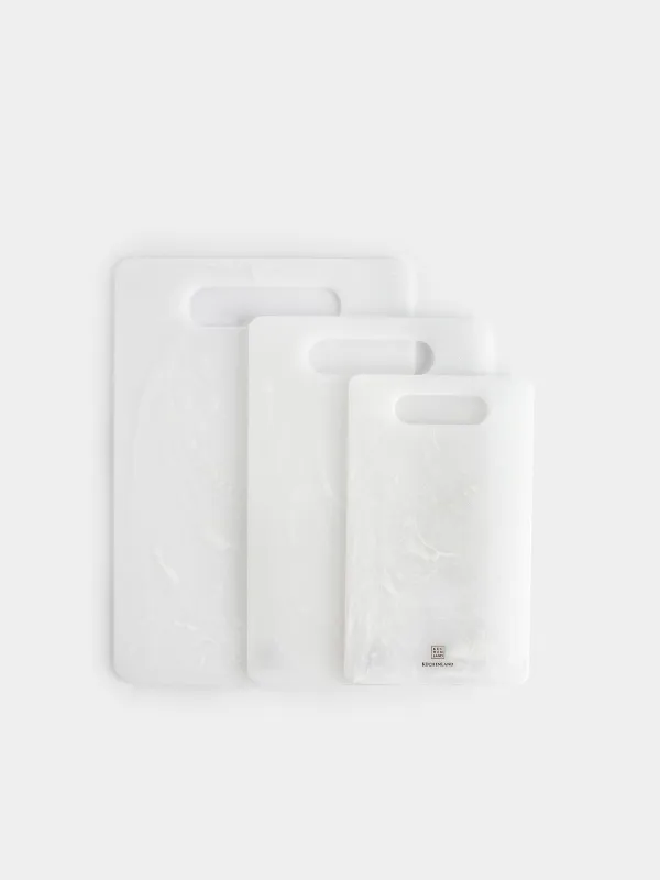 Cutting boards set, 25/30/35 cm, 3 pcs, rectangular, plastic, white, Maniera, image-0