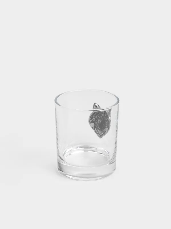 Drinking glass, 10 cm, 340 ml, glass / metal, Silver wolf, Lux elements, image-2