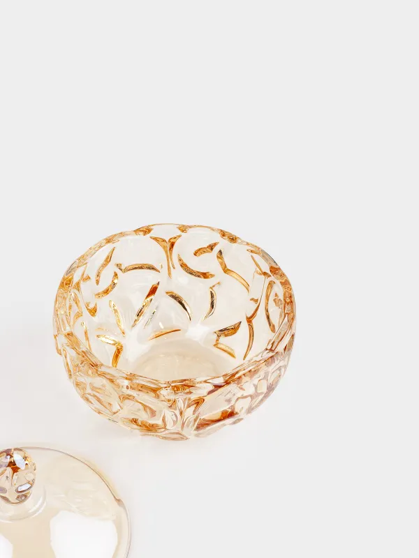 Storage container, 19x17 cm, 1 l, glass R, amber, Patterns, Gala, image-2