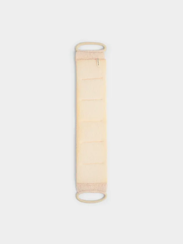 Washcloth-tape for washing the body, 70x12 cm, with filler, nylon / cotton, beige, Unique spa, image-1