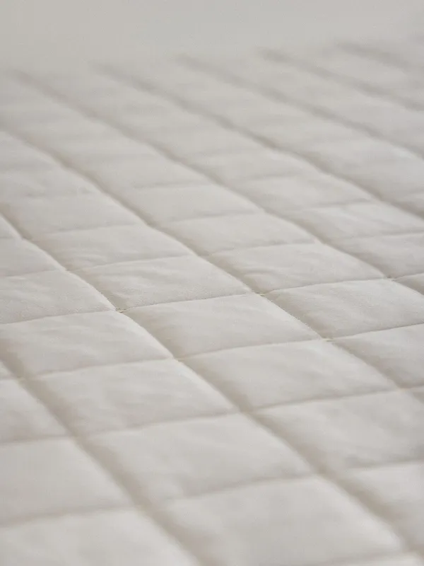 Bedspread, 220x240 cm, quilted, velvet/microfiber, beige / grey, Squares, Stitch velvet, image-2