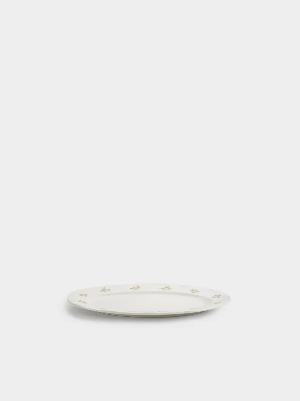 Dish, 30x21 cm, porcelain N, white, oval, Vintage flowers, La flore, image-2