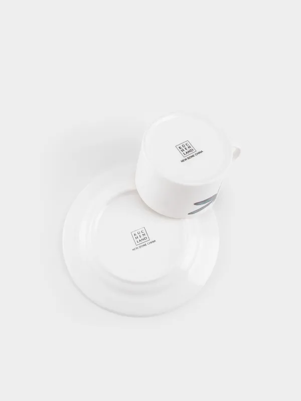 Tea pair, 1 person, 2 items, 220 ml, porcelain N, golden edging, Colored dragonfly, Symphony, image-3