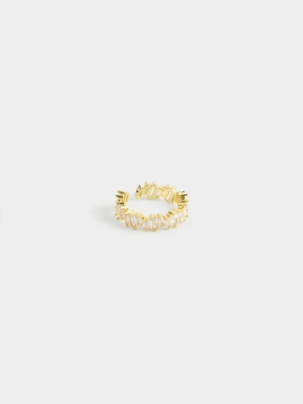 Ring, 2 cm, single size, metal / zircon, gold, Crystals, Jewelry crystal, image-1