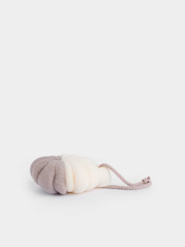 Body washcloth, 13 cm, polyethylene, Beige-white, Flower, Showy, image-2