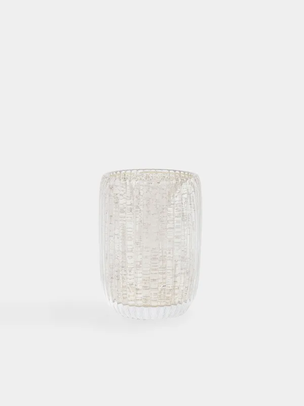 Bathroom tumbler, 10 cm, glass, gold, Patina rib, image-0