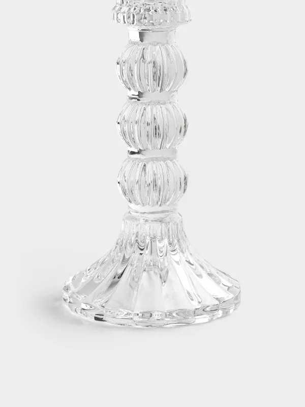 Candle holder, 16 cm, for cylindrical / thin candles, on a leg, collapsible, glass R, Ribby, image-3