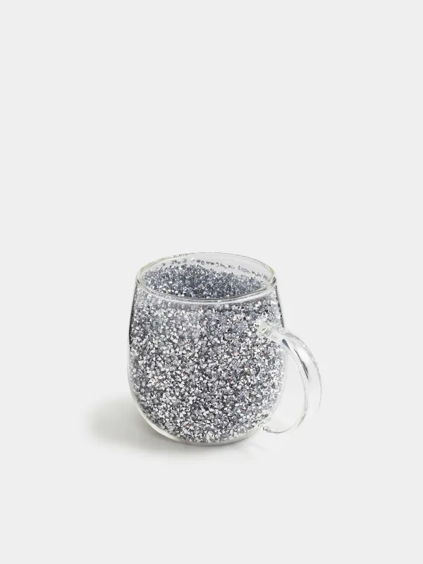 Mug, 330 ml, glass B, with gray crystals inside, Air decor, image-2