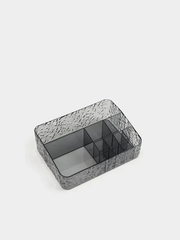 Organizer for cosmetics, 24x17 cm, 11 otd, plastic, gray, Renaissance clear, image-1