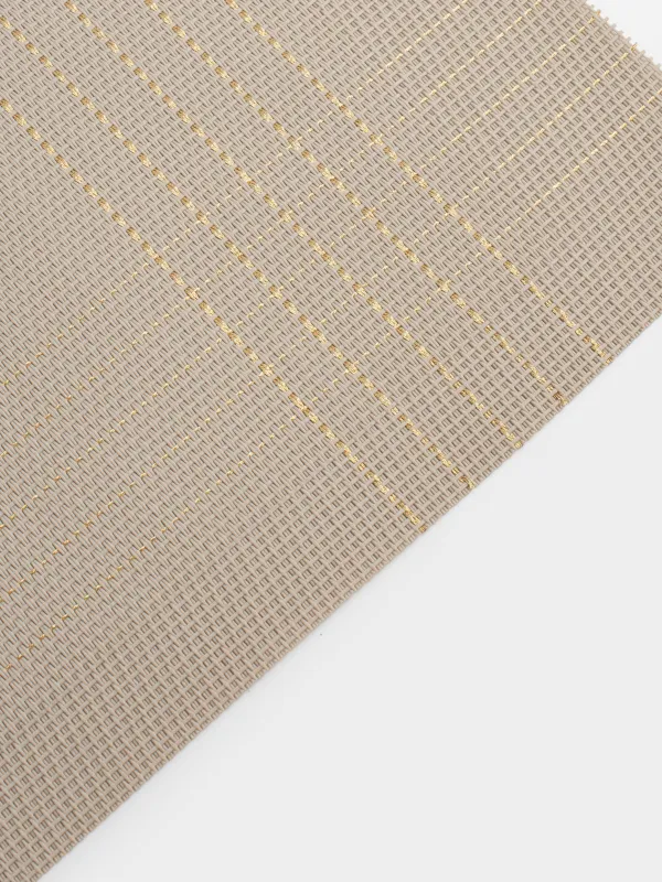 Placemat, 30x45 cm, PVC / polyester, rectangular, sand, Golden lines, Solid, image-2