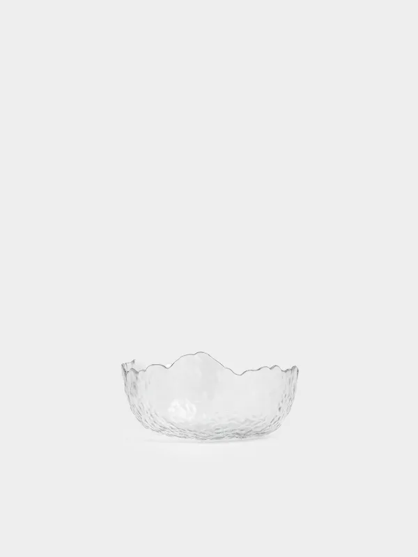 Salad bowl, 17x7 cm, 700 ml, glass, with silver edging, Nautilus silver, image-2