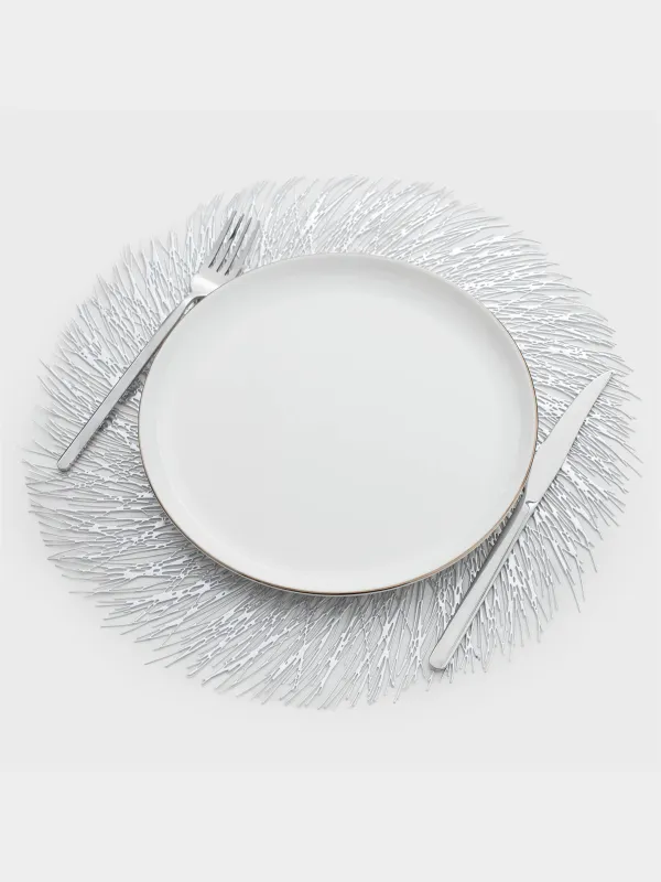 Placemats, 38 cm, PVC, round, silver, Azhur Grid, image-3