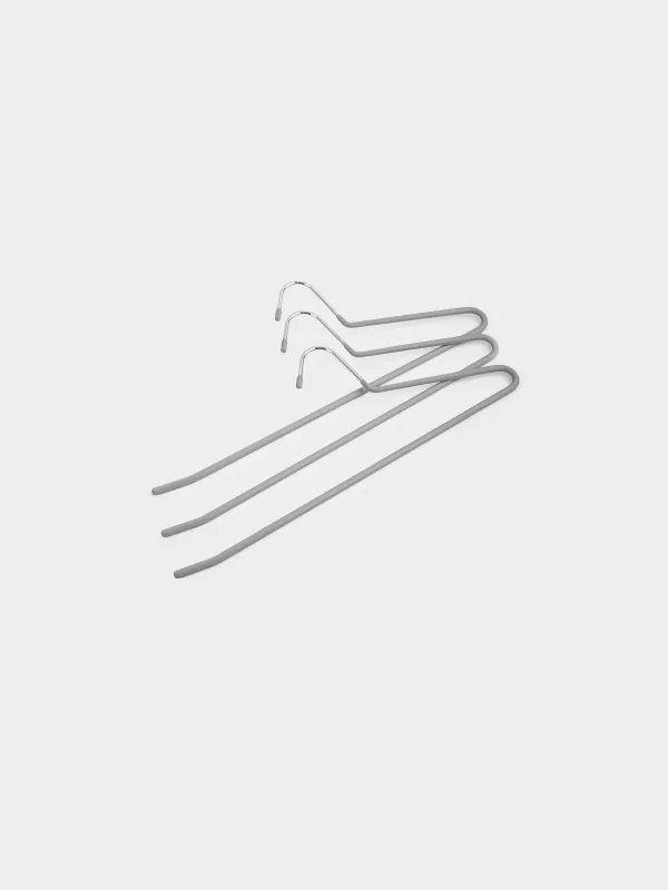 Hanger for trousers/skirts, 36 cm, 3 pcs, metal coated, gray, Colorful house, image-1