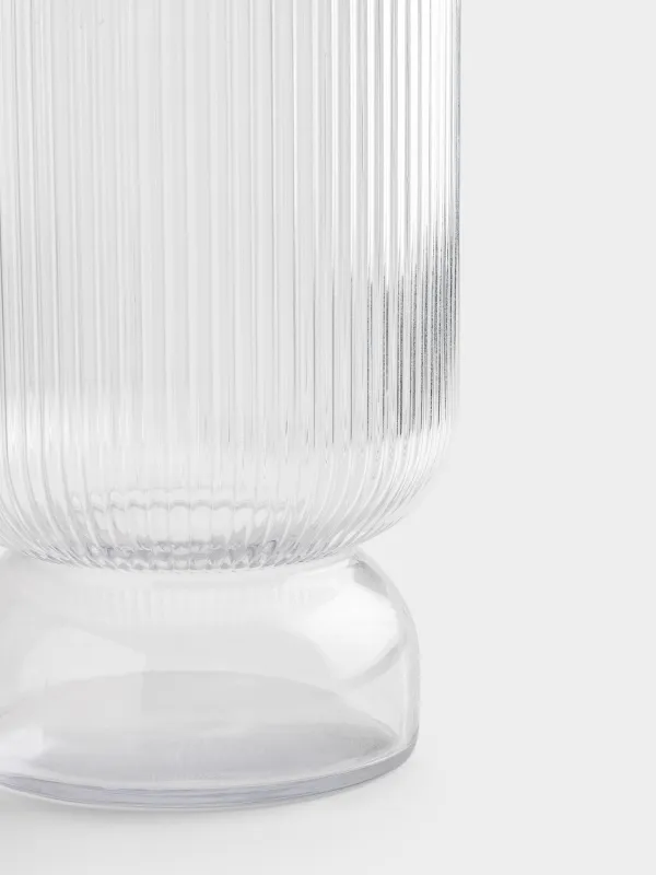 Flower vase, 30 cm, glass, Stripes, Ribby, image-1