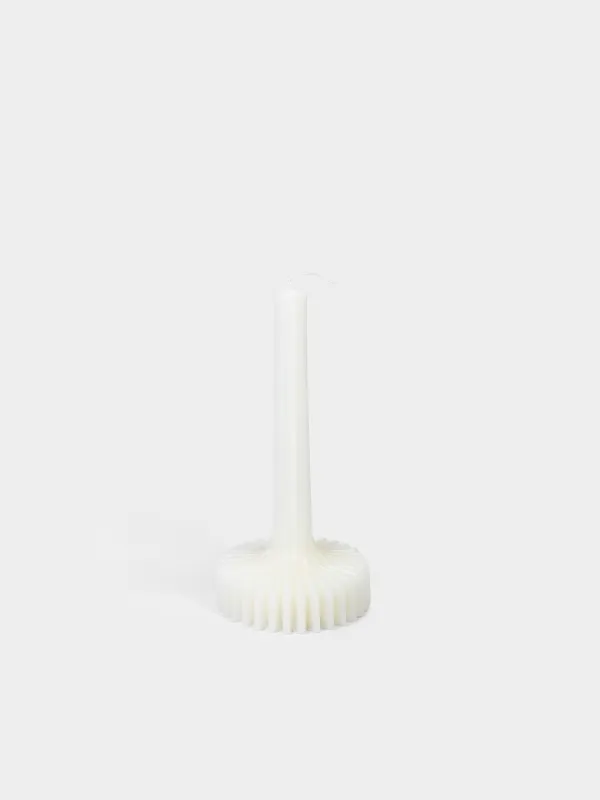 Candle, 20 cm, thin, milky, Ribbed candle, image-0
