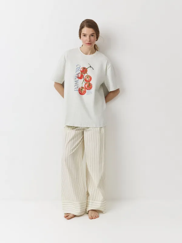 Women's T-shirt, size L, cotton, white, Pomodoro, Alvida, image-1