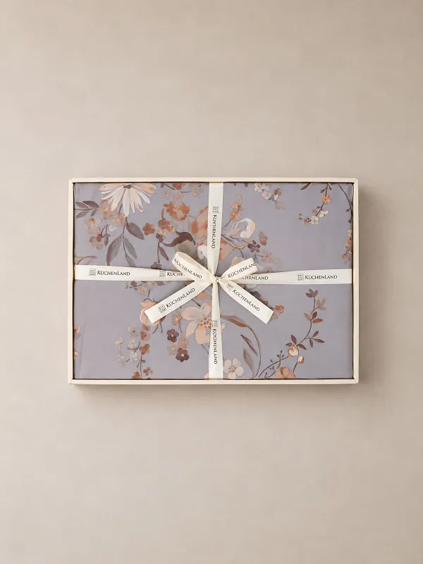 Bed linen set, euro, Tencel 300 TC, grey, Flowers and leaves, Tencel, image-5