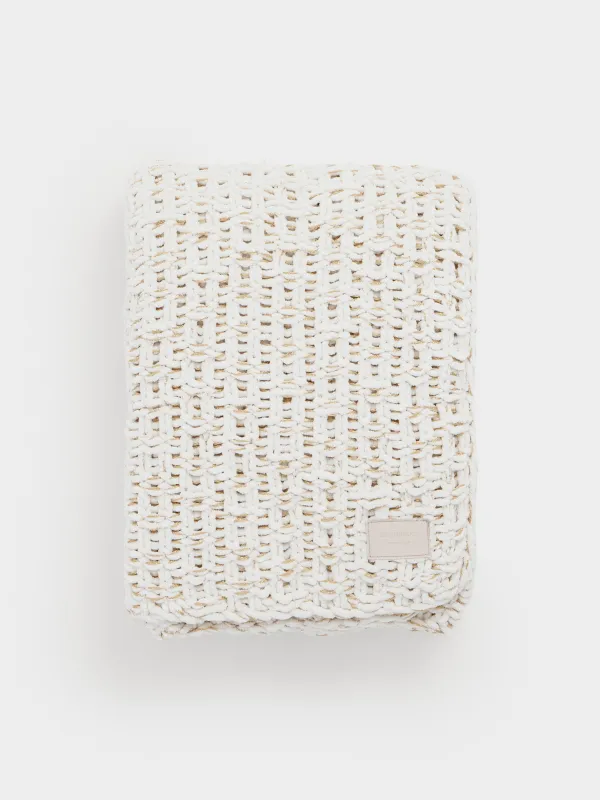 Plaid, 127x152 cm, knitted, polyester, Ivory, Neutral, image-0