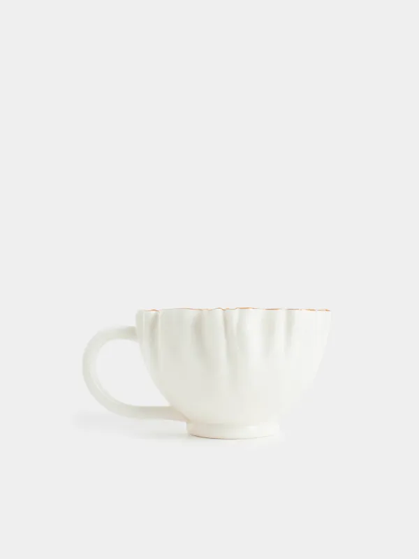 Tea pair, 1 person, 2 items, 350 ml, porcelain P, with golden edging, Crumpled effect, Crumple gold, image-3