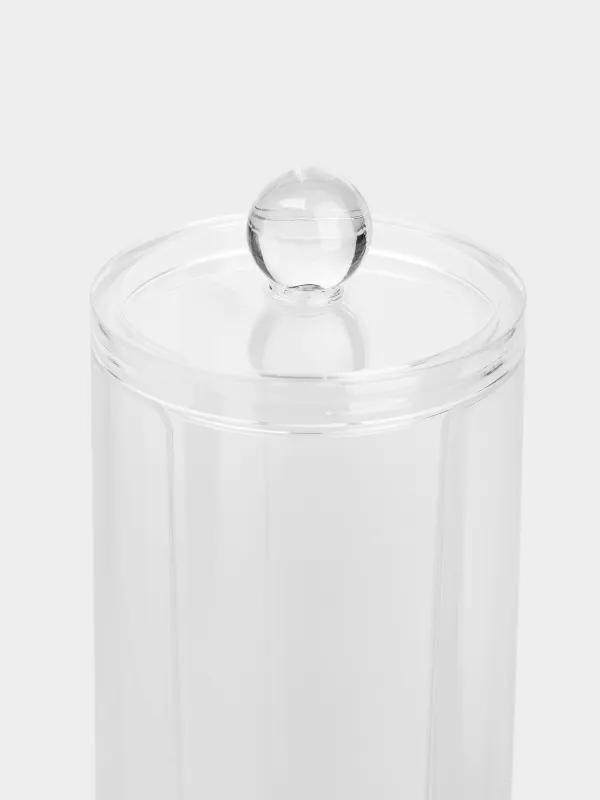 Cotton pad container, 20x7 cm, with lid, plastic, Basic, image-2