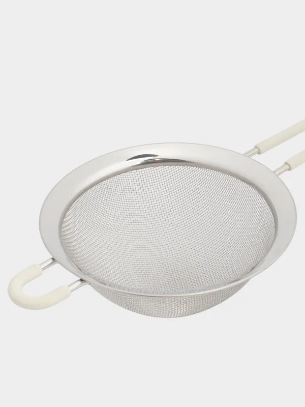 Strainer, 14 cm, with handle, steel / silicone, beige, Tammy, image-2