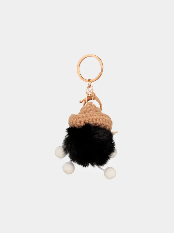 Keychain, 8 cm, soft, polyester / metal, black, Keychain toy, image-1