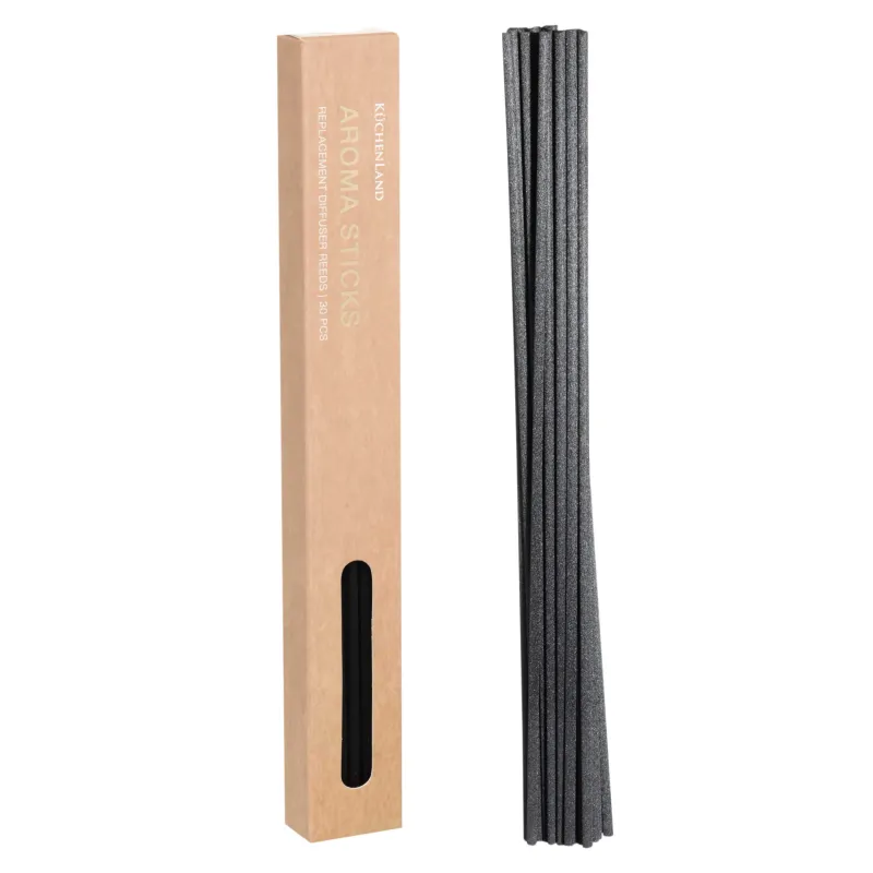 Set of aroma diffuser sticks, 23 cm, 30 pcs, rattan, black, Aroma sticks, image-0
