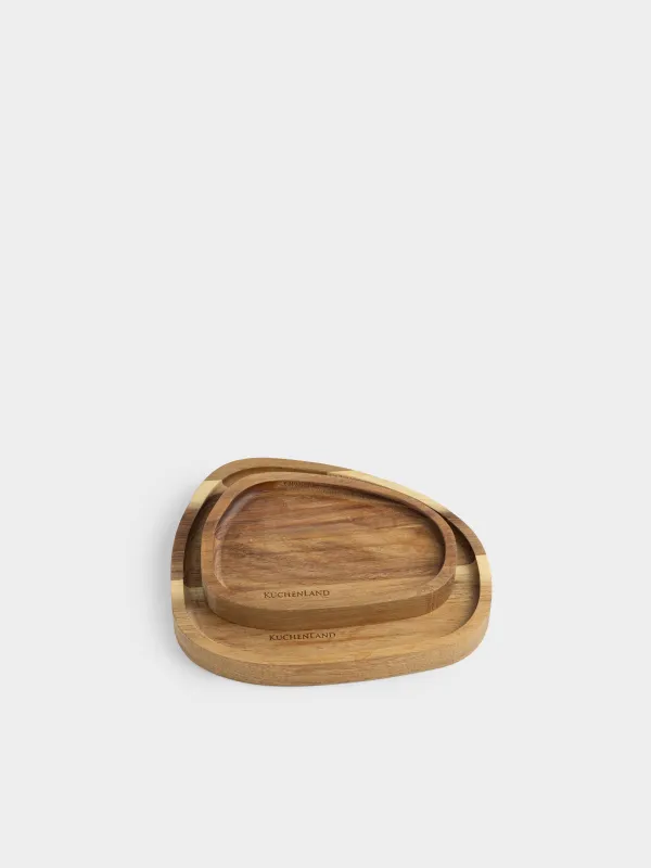 Set of dishes, 16x12 / 20x18 cm, 2 pcs, wood, oval, Noble tree, image-1