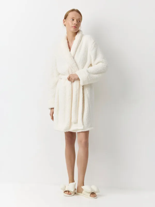 Robe for women, home, R. S, long sleeve, sherpa, milk, lola, image-1