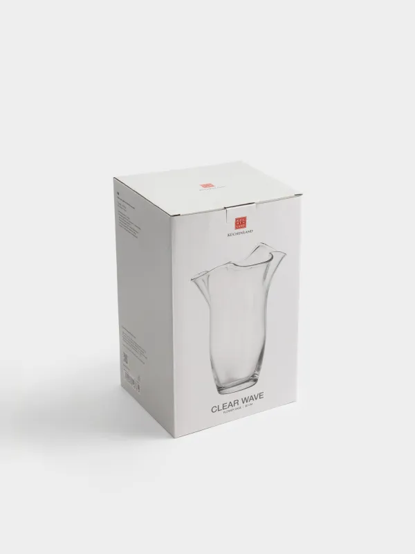Flower vase, 30 cm, Glass, Wavy edges, Clear wave, image-4