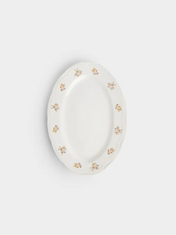 Dish, 30x21 cm, porcelain N, white, oval, Vintage flowers, La flore, image-1