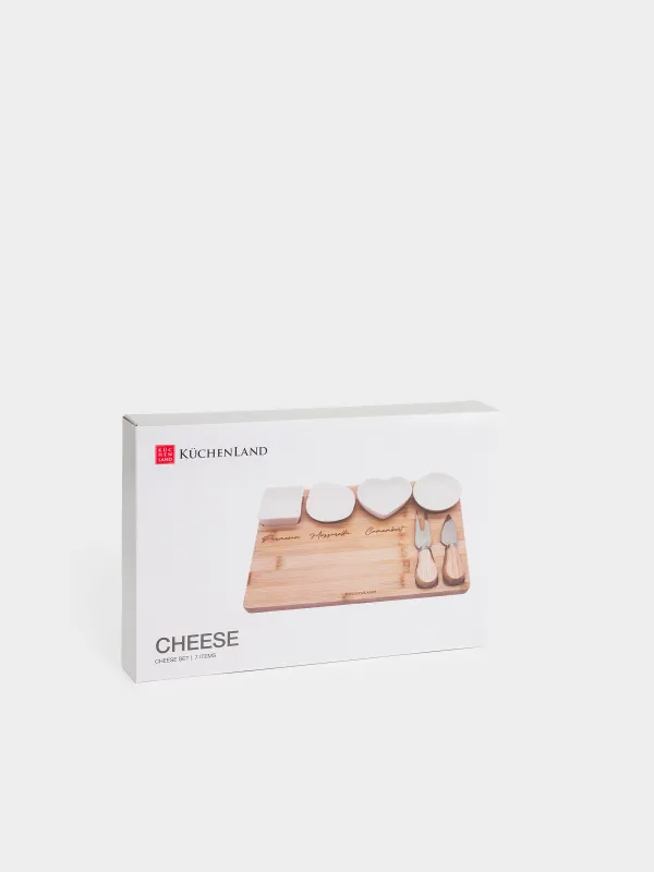 Cheese set, 7 items, dish board/bowl, ceramic / bamboo, Cheese, image-5