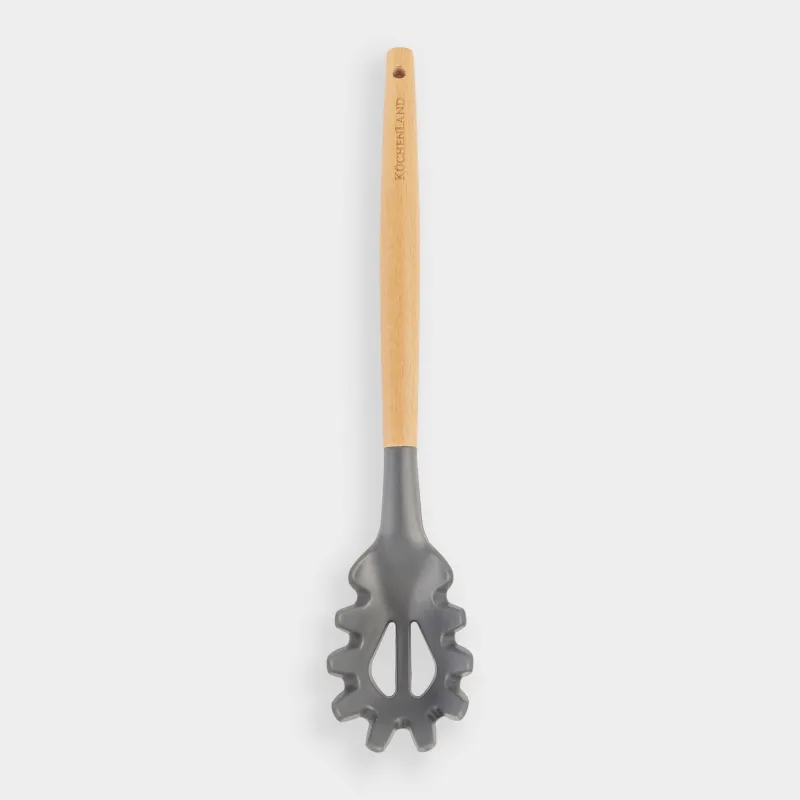 Spaghetti spoon, 31 cm, silicone/wood, gray, Weekend