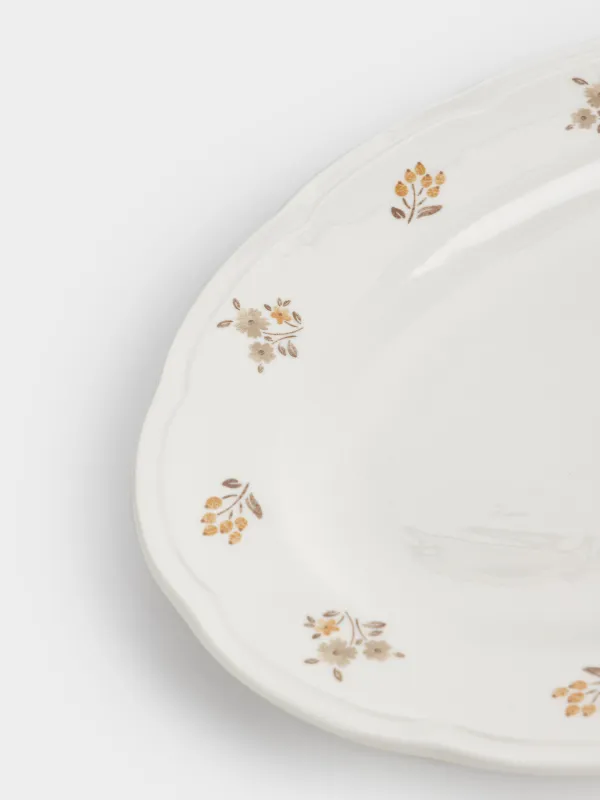 Dish, 30x21 cm, porcelain N, white, oval, Vintage flowers, La flore, image-3