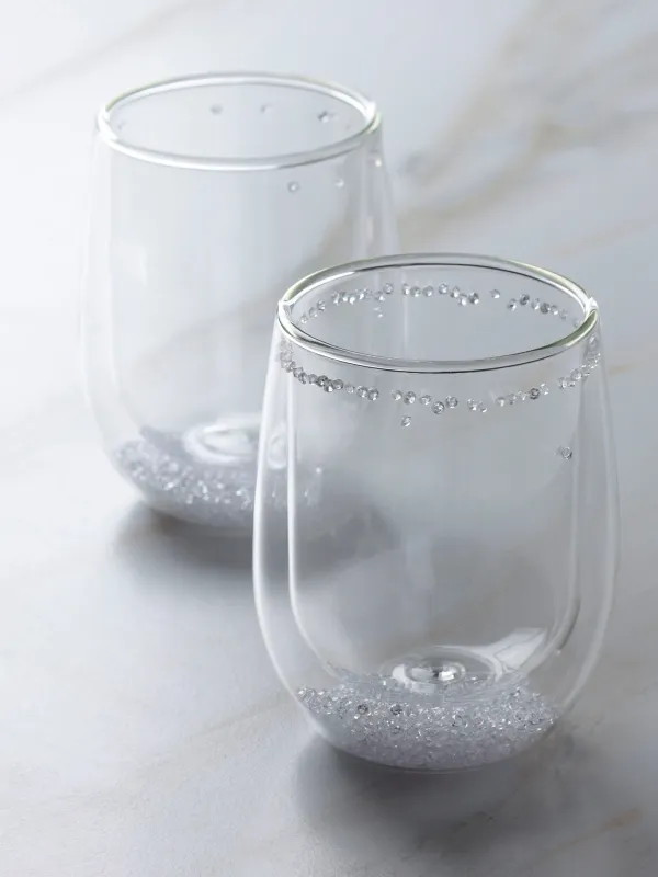 Glass, 11 cm, 300 ml, 2 pcs, B glass, with crystals inside, Air decor, image-6