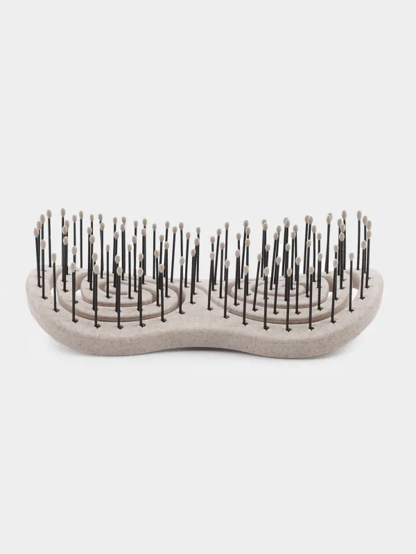 Hair massage comb, 9 cm, travel, vegetable fiber / plastic, beige, Zipo, image-2