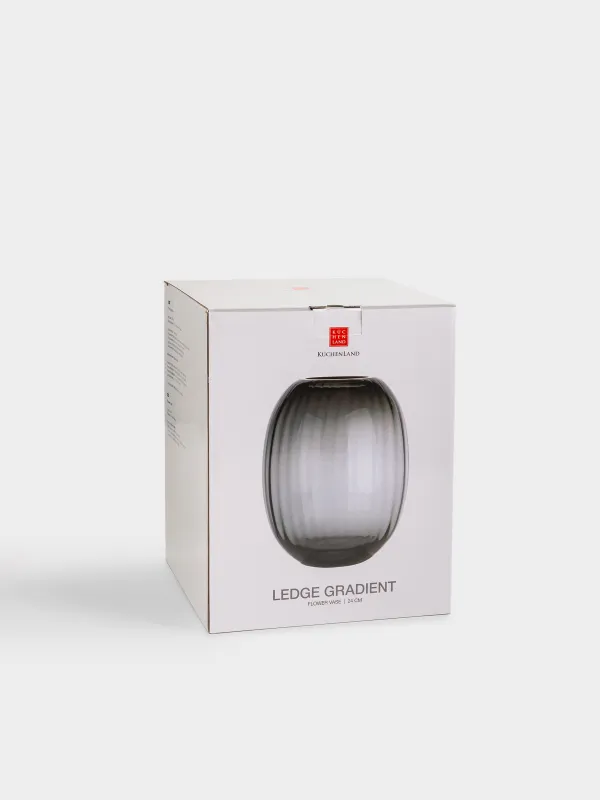 Flower vase, 24 cm, glass, grey gradient, Ledge gradient, image-4