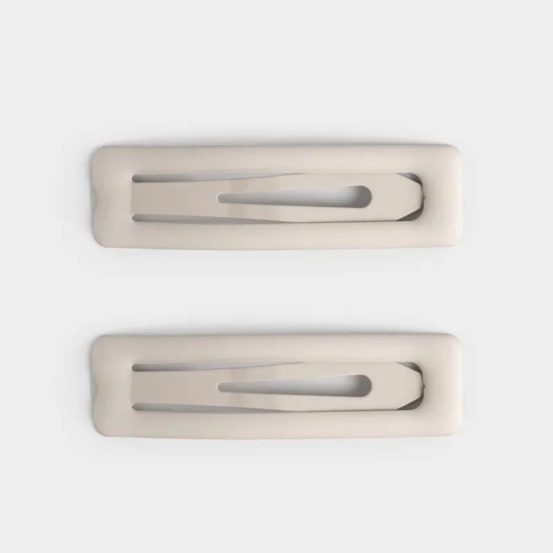 Hair clip, 7 cm, 2 pcs, metal, grey, Hair basic