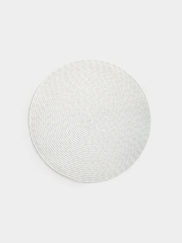 Placemat, 38 cm, polyester, round, milky, Ring mix, image-0