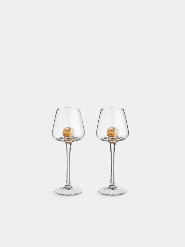 Drinking glass, 50 ml, 2 pcs, crystal glass, Amber ball, Sorento, image-0