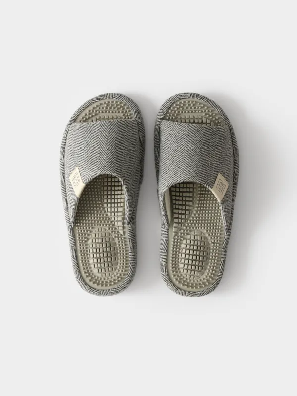 Men's slippers, home, size 40-41, polyester / rubber, gray, Lint, image-1