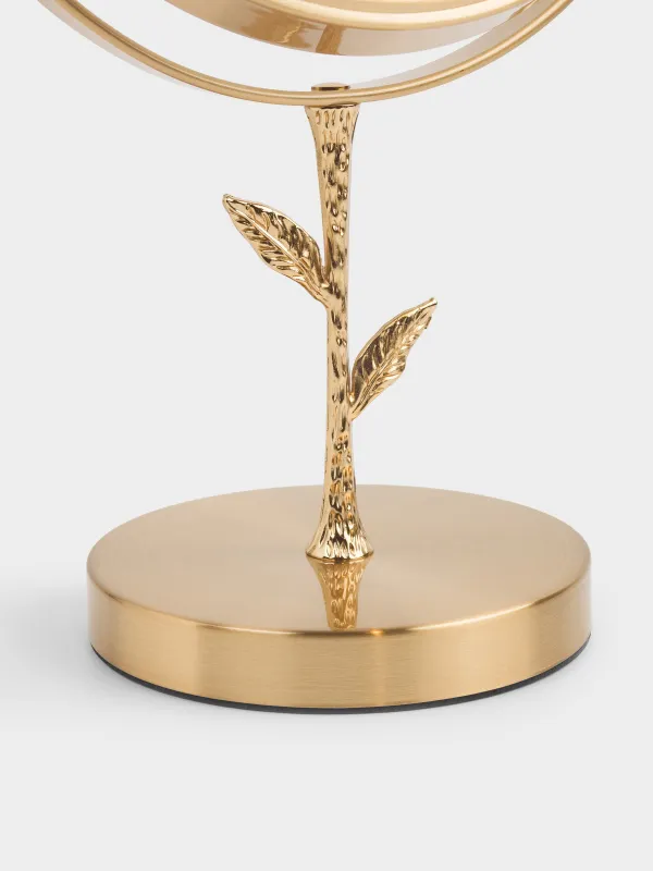 Table mirror, 30x18/15 cm, double-sided, on a leg, metal, round, gold, Freya, image-4