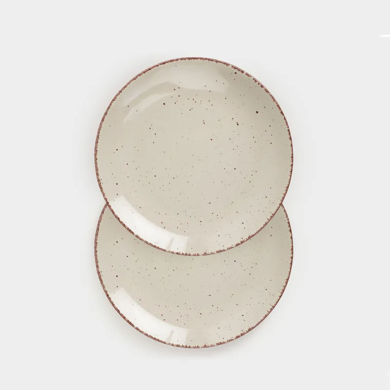Dinner plate, 27 cm, 2 pieces, ceramic, beige, speckled, Speckled
