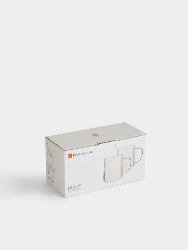 Mug, 430 ml, 2 pcs, glass B, Ribby, image-3