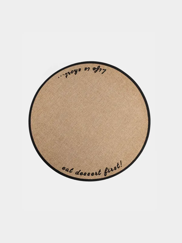 Placemat, 38 cm, polyester, round, sand, Outline, image-0