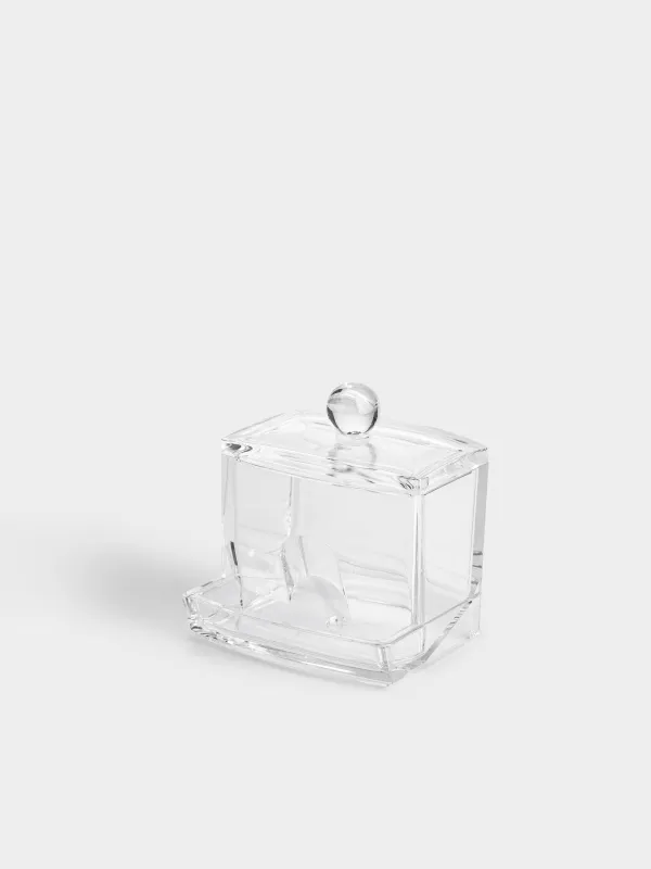 Cotton swab container, 9x10 cm, with lid, plastic, Basic, image-1
