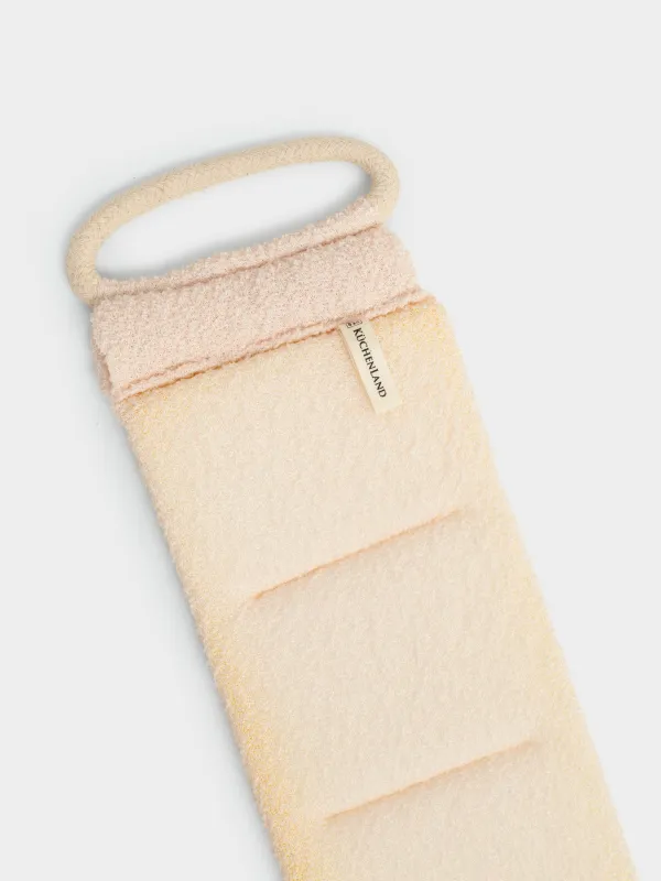Washcloth-tape for washing the body, 70x12 cm, with filler, nylon / cotton, beige, Unique spa, image-2