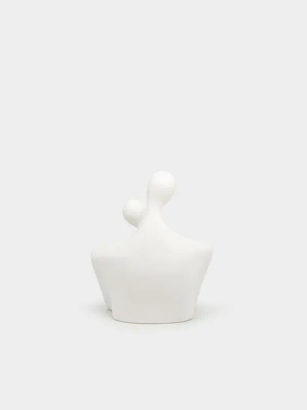 Statuette, 18 cm, porcelain P, byellow-golden, Lovers with a heart, Face, image-3