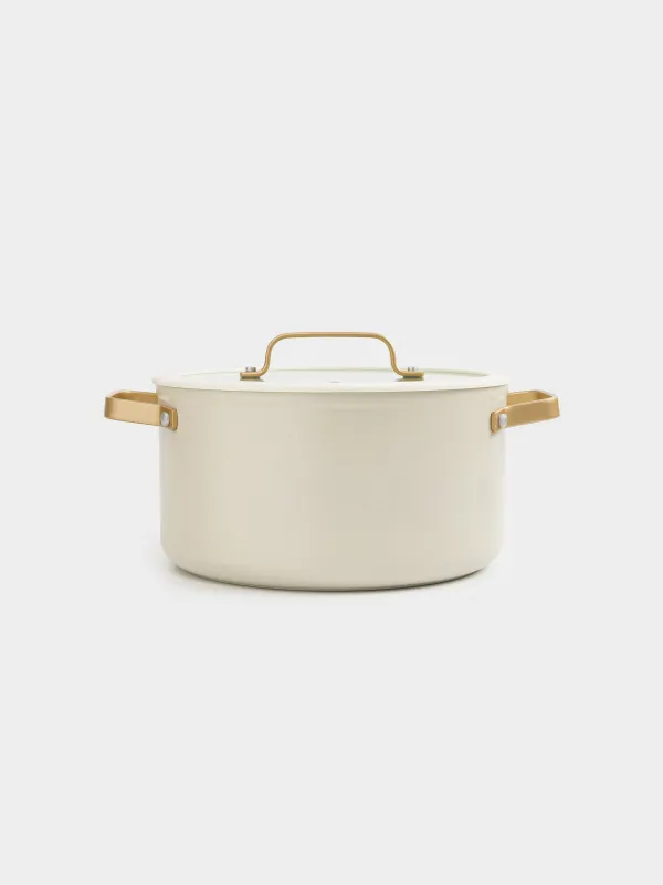 Pot, 24 cm, 5.5 l, with lid, coated, aluminum, milky, Piatto gold, image-5