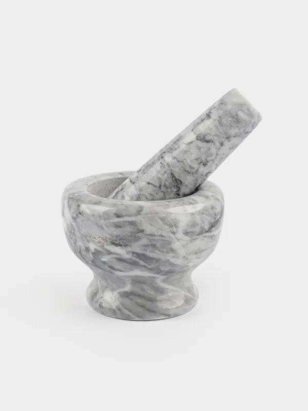Spice mortar, 8 cm, with pestle, Marble, Grey, Marble, image-0